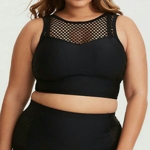 Torrid Black Mesh High Neck Bikini Top